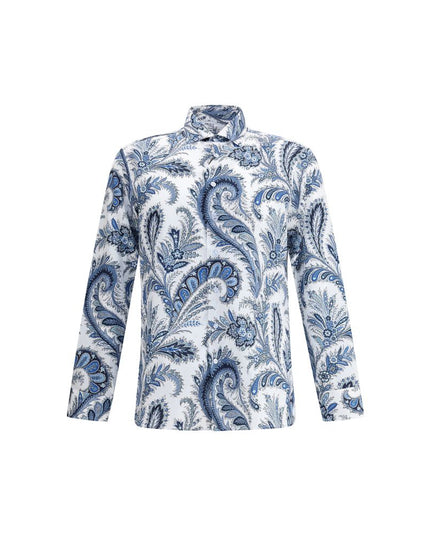 Etro Blue Cotton Pattern Shirt