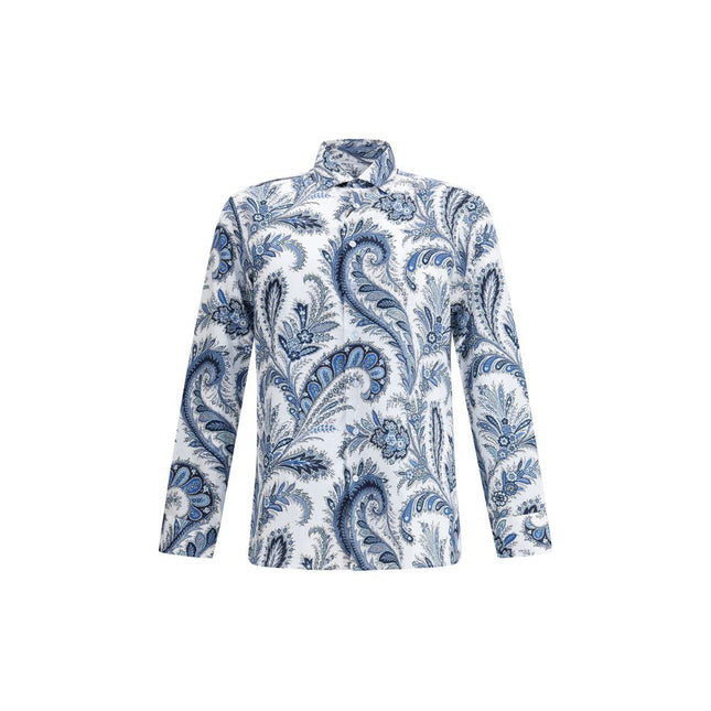 Etro Blue Cotton Pattern Shirt