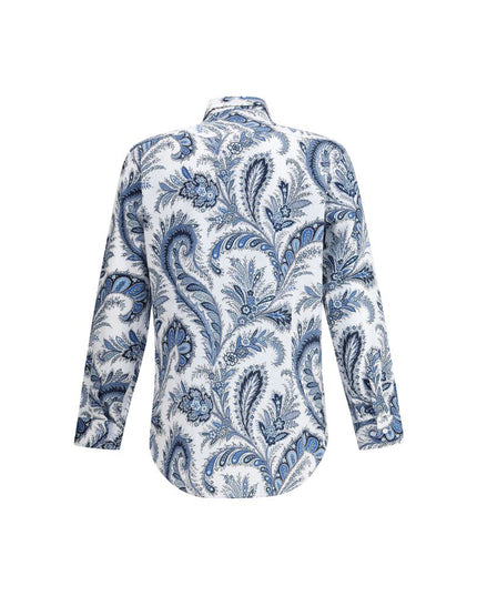 Etro Blue Cotton Pattern Shirt
