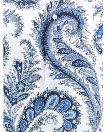 Etro Blue Cotton Pattern Shirt