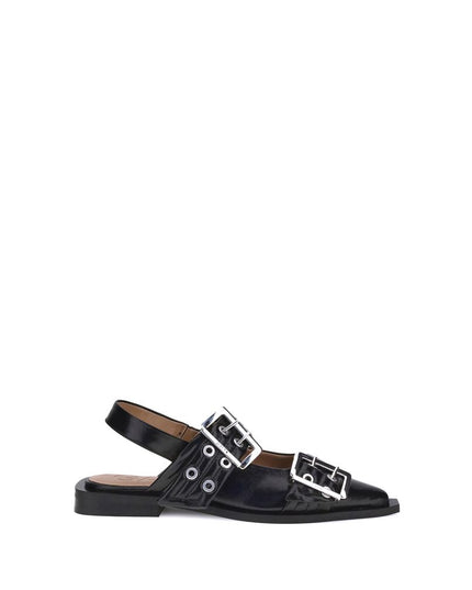 Ganni Black Recycled Polyester Ballet Flats