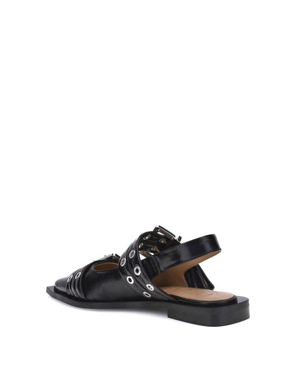 Ganni Black Recycled Polyester Ballet Flats