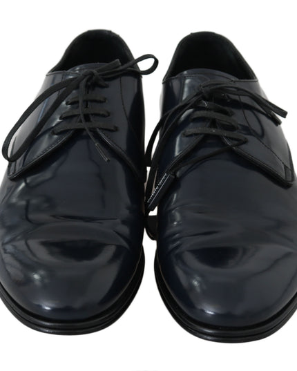 Dolce & Gabbana Blue Leather Dress Derby Formal Mens Shoes