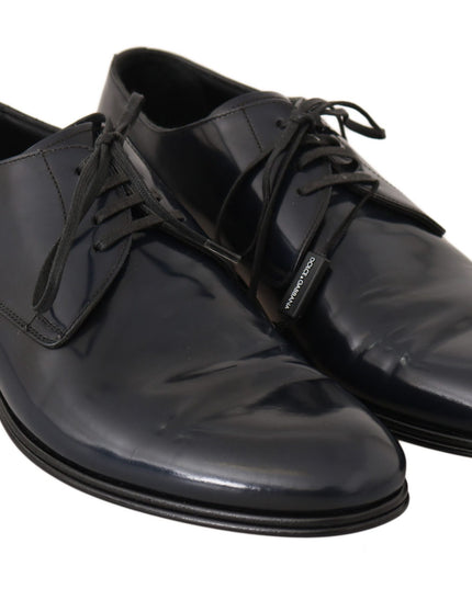 Dolce & Gabbana Blue Leather Dress Derby Formal Mens Shoes