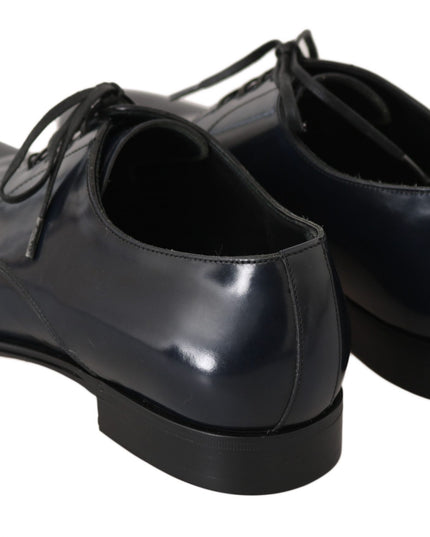 Dolce & Gabbana Blue Leather Dress Derby Formal Mens Shoes