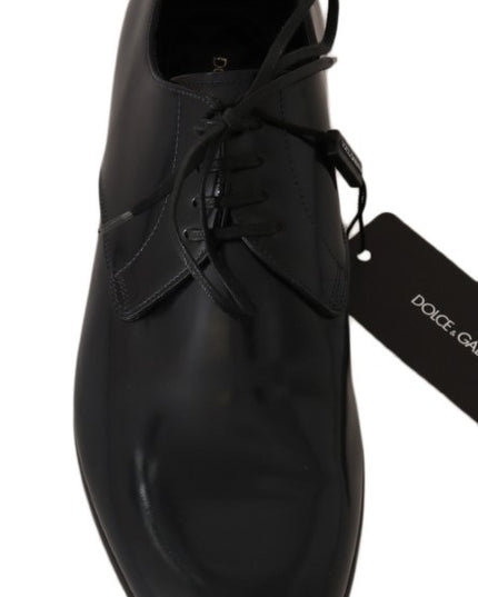 Dolce & Gabbana Blue Leather Polished Dress Derby Shoes