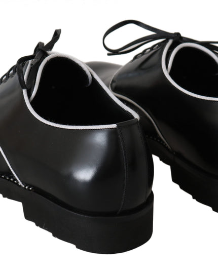 Dolce & Gabbana Black Leather White Line Dress Derby Shoes