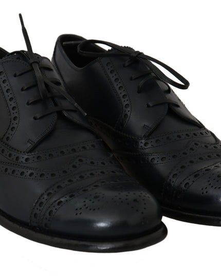Dolce & Gabbana Dark Blue Leather Wingtip Oxford Dress Shoes
