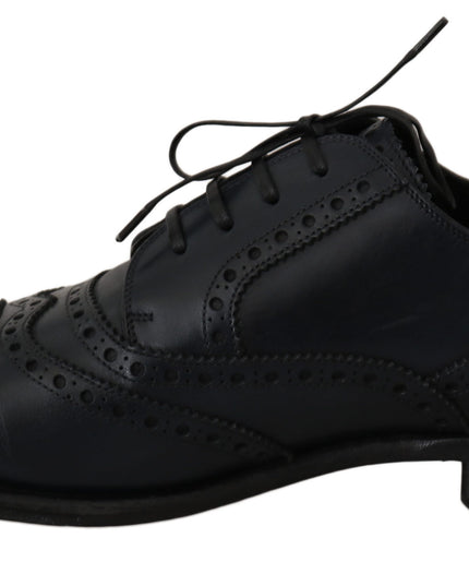 Dolce & Gabbana Dark Blue Leather Wingtip Oxford Dress Shoes