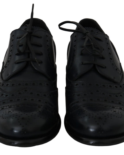 Dolce & Gabbana Dark Blue Leather Wingtip Oxford Dress Shoes