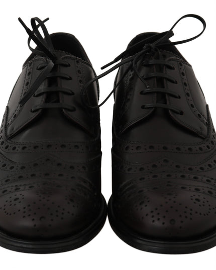 Dolce & Gabbana Black Leather Wingtip Oxford Dress  Shoes