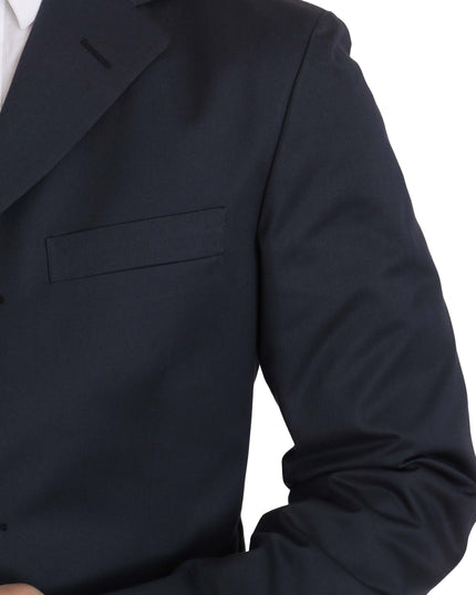 Romeo Gigli Two Piece 3 Button Cotton Blue Solid Suit