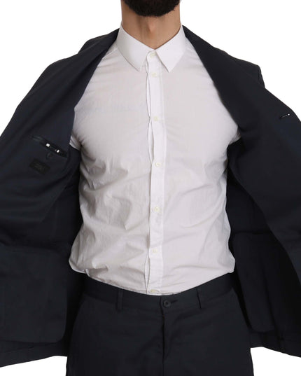 Romeo Gigli Two Piece 3 Button Cotton Blue Solid Suit