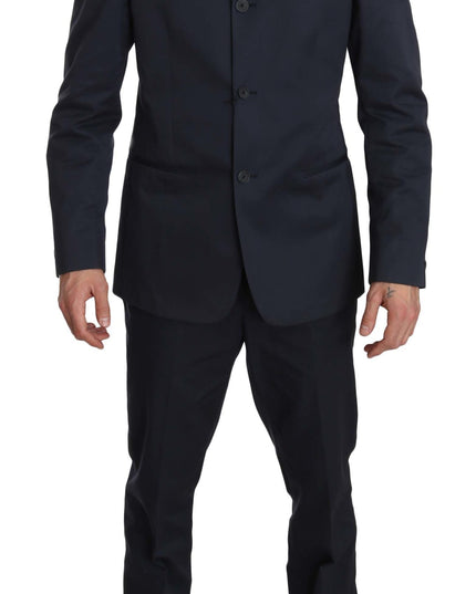 Romeo Gigli Two Piece 3 Button Cotton Blue Solid Suit
