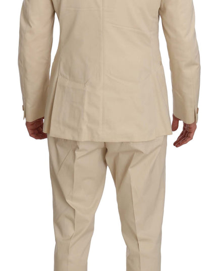 Romeo Gigli Two Piece 3 Button Beige Cotton Solid Suit