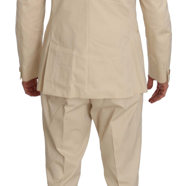 Romeo Gigli Two Piece 3 Button Beige Cotton Solid Suit