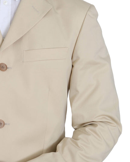 Romeo Gigli Two Piece 3 Button Beige Cotton Solid Suit