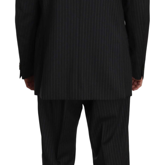Z ZEGNA Black Striped Two Piece 3 Button 100% Wool Suit