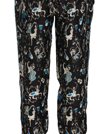 Dolce & Gabbana Black Musical Instrument Sleepwear Pants