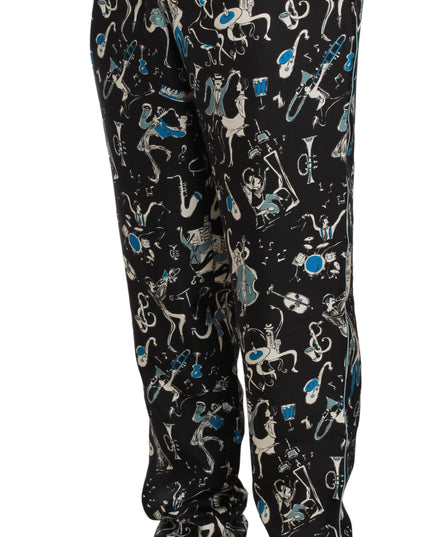 Dolce & Gabbana Black Musical Instrument Sleepwear Pants