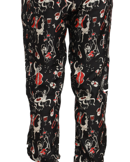 Dolce & Gabbana Red Musical Instrument Print Sleepwear Pants