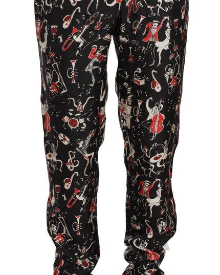 Dolce & Gabbana Red Musical Instrument Print Sleepwear Pants