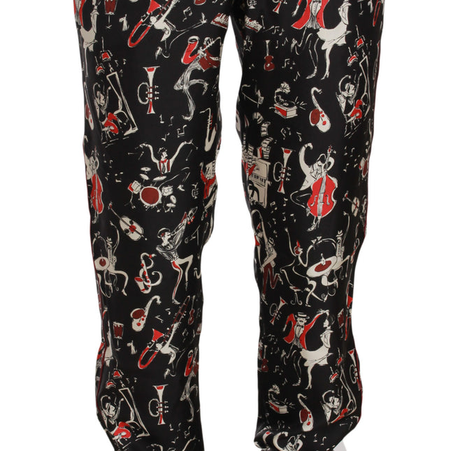 Dolce & Gabbana Red Musical Instrument Print Sleepwear Pants