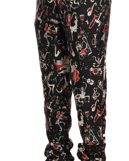 Dolce & Gabbana Red Musical Instrument Print Sleepwear Pants
