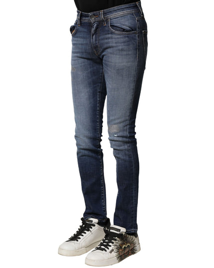 Dolce & Gabbana Blue Washed Cotton Slim Fit Men Denim Jeans