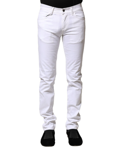 Dolce & Gabbana White Cotton Skinny Men Denim Jeans