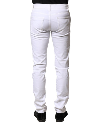 Dolce & Gabbana White Cotton Skinny Men Denim Jeans