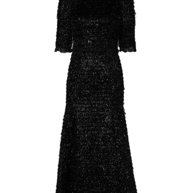 Dolce & Gabbana Metallic Black Polyester A-line Midi Dress
