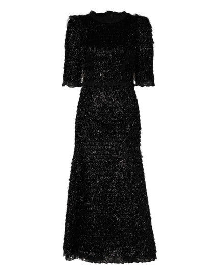 Dolce & Gabbana Metallic Black Polyester A-line Midi Dress