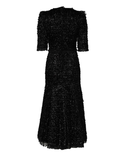 Dolce & Gabbana Metallic Black Polyester A-line Midi Dress