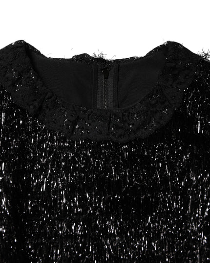 Dolce & Gabbana Metallic Black Polyester A-line Midi Dress