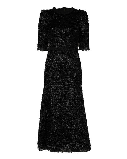 Dolce & Gabbana Metallic Black Polyester A-line Midi Dress