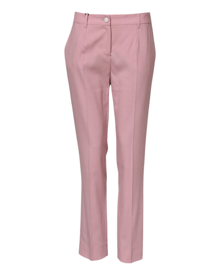 Dolce & Gabbana Pink Wool Mid Waist Tapered Pants