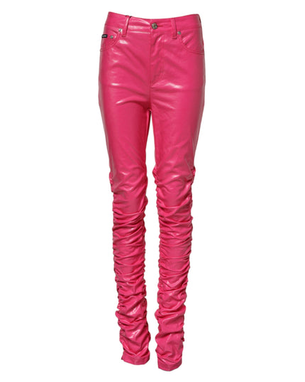 Dolce & Gabbana Pink Cotton High Waisted Skinny Denim Jeans