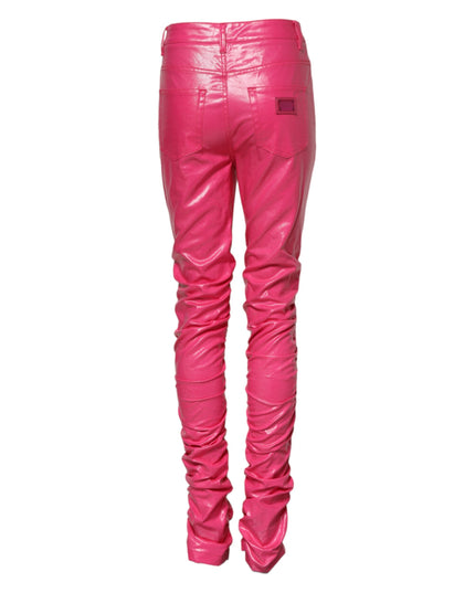 Dolce & Gabbana Pink Cotton High Waisted Skinny Denim Jeans
