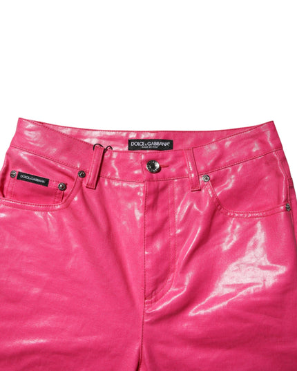 Dolce & Gabbana Pink Cotton High Waisted Skinny Denim Jeans