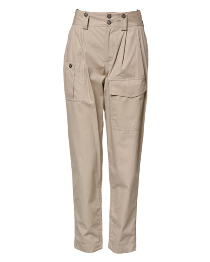 Dolce & Gabbana Beige Cotton High Waisted Pants