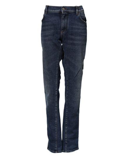 Dolce & Gabbana Blue Cotton Mid Waisted Straight Denim Jeans