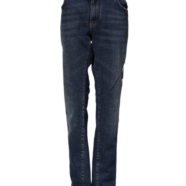 Dolce & Gabbana Blue Cotton Mid Waisted Straight Denim Jeans