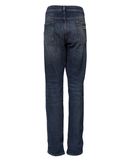 Dolce & Gabbana Blue Cotton Mid Waisted Straight Denim Jeans
