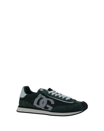 Dolce & Gabbana Green Calf Leather Bos Taurus Athletic Sneakers