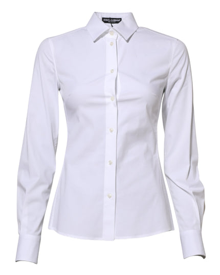 Dolce & Gabbana White Cotton Long Sleeves Collared Shirt Top