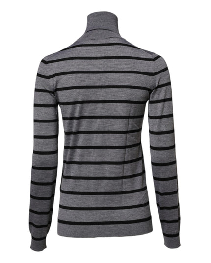 Dolce & Gabbana Gray Floral Embroidery Pullover Sweater