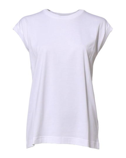 Dolce & Gabbana White Cotton Sleeveless Women Tank T-shirt