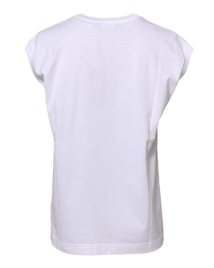 Dolce & Gabbana White Cotton Sleeveless Women Tank T-shirt