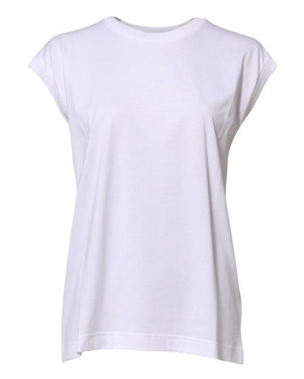 Dolce & Gabbana White Cotton Sleeveless Women Tank T-shirt